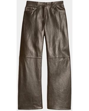 Helmut Lang Relaxed Leather Bootcut Pants - Brown