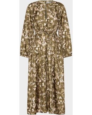 Max Mara Coccole Floral Silk Belted Midi Dress - Multicolor