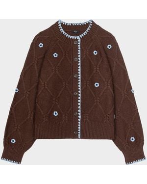 Rails Laurie Floral Cable-Knit Cardigan - Brown