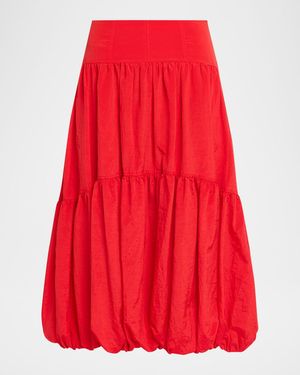 Cinq À Sept Blythe High-Waist Tiered Midi Skirt