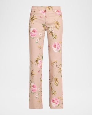 Kobi Halperin Leigh Floral-Print Straight-Leg Pants - Pink