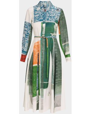 Jason Wu X Robert Rauschenberg Sandwashed Silk Midi Shirtdress - Green