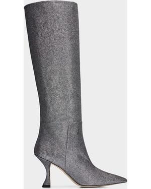 Stuart Weitzman 85Mm Xcurve Metallic Knee-High Boots - Gray