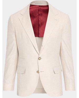 Brunello Cucinelli Apos;S Wool-Cashmere Houndstooth Suit Jacket - Natural
