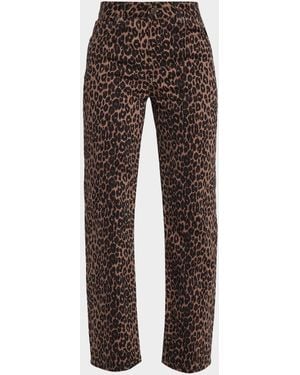 Rails Topanga Leopard Straight-Leg Jeans - Brown