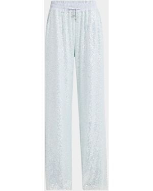 Kiton Sequined Straight-Leg Drawstring Pants - White