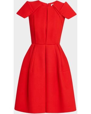 Dice Kayek Short-Sleeve Pleated Mini Dress - Red