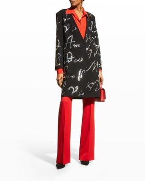 Libertine Mozart Script Embellished V-Neck Coat - Red