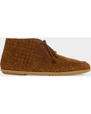 Bottega Veneta Apos;S Dawson Intrecciato Suede Ankle Boots - Brown