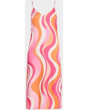 Ramy Brook Shannon Satin Midi Dress - Pink