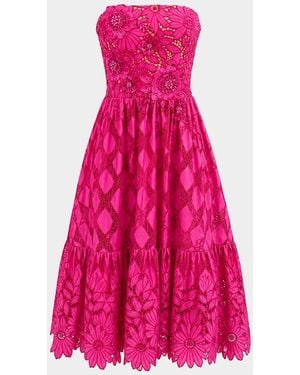 HELSI Candace Strapless Floral Lace Bustier Dress - Pink