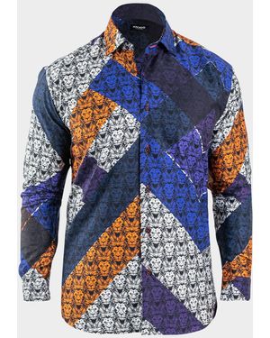 Maceoo Fibonacci Afro Lion Sport Shirt - Blue