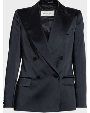 Dries Van Noten Beaura Satin Double-Breasted Jacket - Black