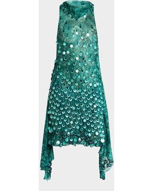 Etro Sequined Silk Mini Dress - Green