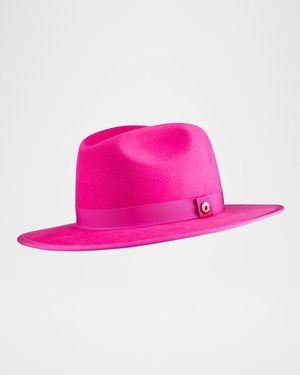 Keith James Apos;S Queen-Brim Wool Fedora Hat - Pink