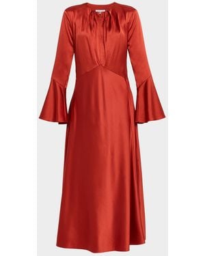 Veronica Beard Ezri Satin Midi Dress - Red