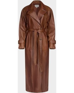 Twp Unfinished Business Leather Trench Coat - Brown