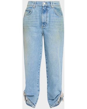 Area Crystal Knot Straight-Leg Ankle Jeans - Blue