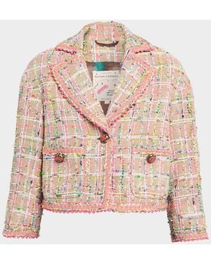 Maison Common Check Tweed Single-Breasted Jacket - Pink