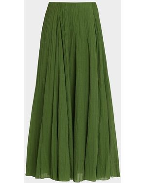 Vince Crinkled Plissé Cotton-Blend Maxi Skirt - Green