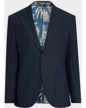 Etro Apos;S Textured Peak-Lapel Single-Breasted Sport Coat - Blue