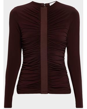 Hervé Léger Veronica Ruched Long-Sleeve Top - Black