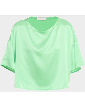 SABLYN Brynn High-Rise Pull-On Silk Shorts - Green