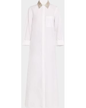 Twp Jennys Gown Maxi Shirtdress With Crystal Collar - White