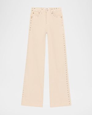 RE/DONE Studded Wide Flare Corduroy Pants - Natural