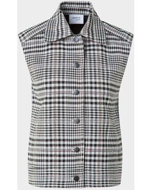 Akris Punto Check Cap Sleeve Cotton-Blend Jacket - Multicolor