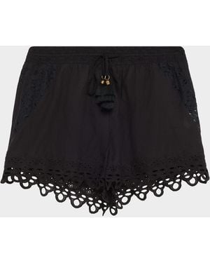 Ramy Brook Diane Eyelet Drawstring Shorts - Black