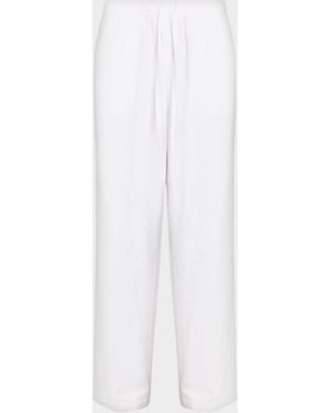 Eileen Fisher Organic Cotton-Linen Straight Pants - White