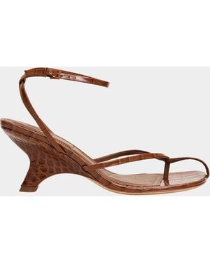 Jonathan Simkhai 75Mm Kelsey Embossed Leather Thong Sandals - Metallic