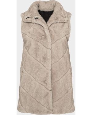 Lyla Grant Fur-Free Chevron Faux Mink Vest - Natural