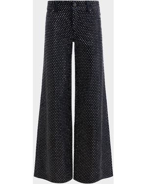 Alice + Olivia Amazing Low-Rise Embellished Jeans - Blue