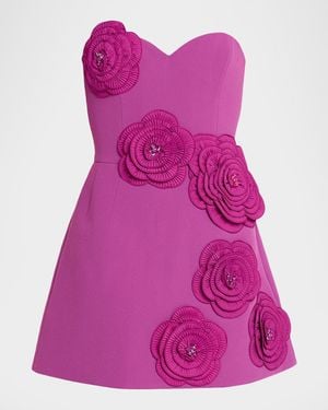 HELSI Gia Strapless Floral Applique Mini Dress - Purple