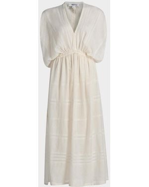 lemlem Leila Striped Cotton Midi-Dress - White