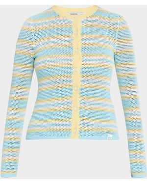 Jonathan Simkhai Ruthie Striped Open-Knit Cardigan - Blue