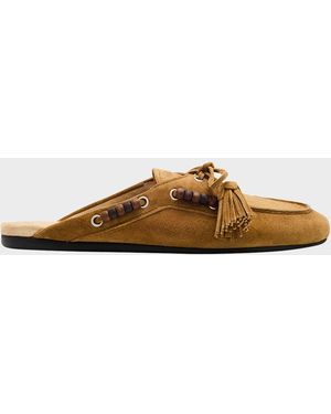 Miu Miu Suede Tassel Mocassin Mules - Brown