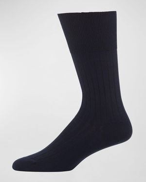 Marcoliani Rib-Knit Cotton Socks - Black