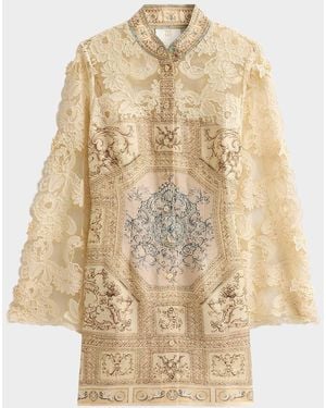 CAMILLA X Met Mixed-Media Lace Mini Dress - Natural