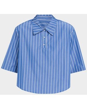 CISSA Striped Cotton Polo Tee - Blue