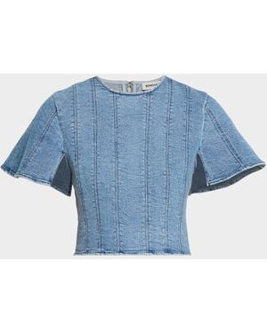 Jonathan Simkhai Kolby Short-Sleeve Denim Top - Blue