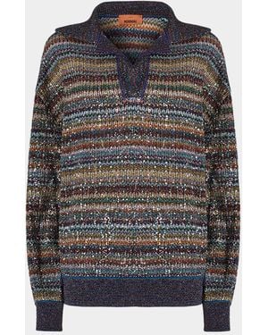 Missoni Viscose Lame Polo Shirt - Gray
