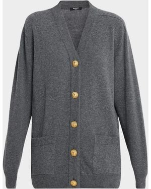 Balmain Eco-Cashmere V-Neck Cardigan - Gray