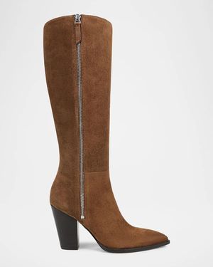 Veronica Beard 90Mm Levanne Suede Knee-High Boots - Brown