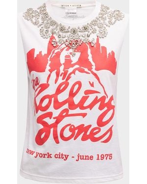Alice + Olivia Micah Embellished Graphic Muscle Tank - Orange