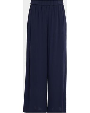 Eileen Fisher Silk Wide-Leg Pants - Blue