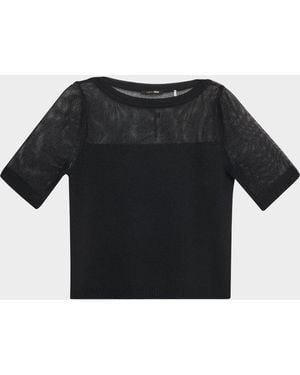 Kobi Halperin Romi Mesh-Yoke Knit Top - Black