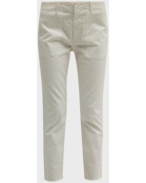 Nili Lotan Jenna Cropped Raw-edge Pants - Natural